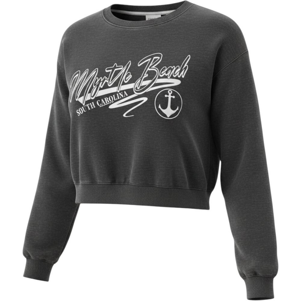U.S. Vintage Womens L Gray Myrtle Beach Graphic Crewneck Sweatshirt